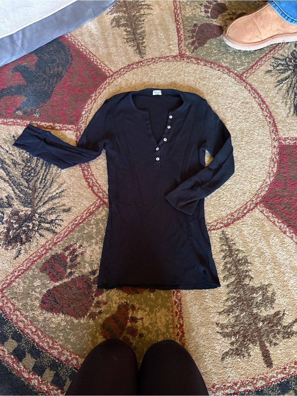 Splendid Black Ribbed Knit Top